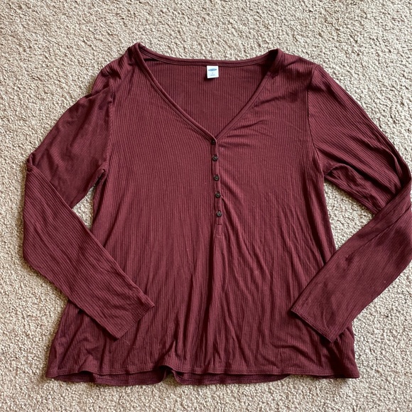 Old Navy Maroon Button Long Sleeve - Picture 1 of 4